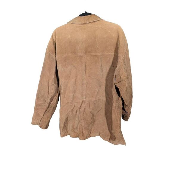 Vintage Paradise Collection Genuine Suede Leather Button Down Utility Coat Woman - Picture 2 of 6